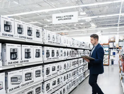 Big-box retail appliance aisle
